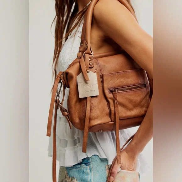 🆕 Free People | Baby Emerson Tote Leather Handbag in Saddle - Picture 2 of 5